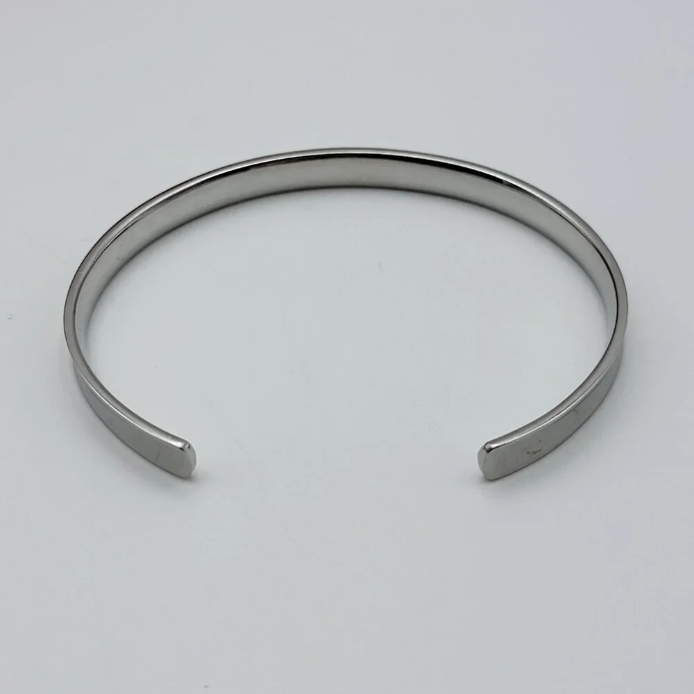 Michael Kors Silver Tone Logo Open Cuff Bracelet Tiny Diamond Accent 6.5